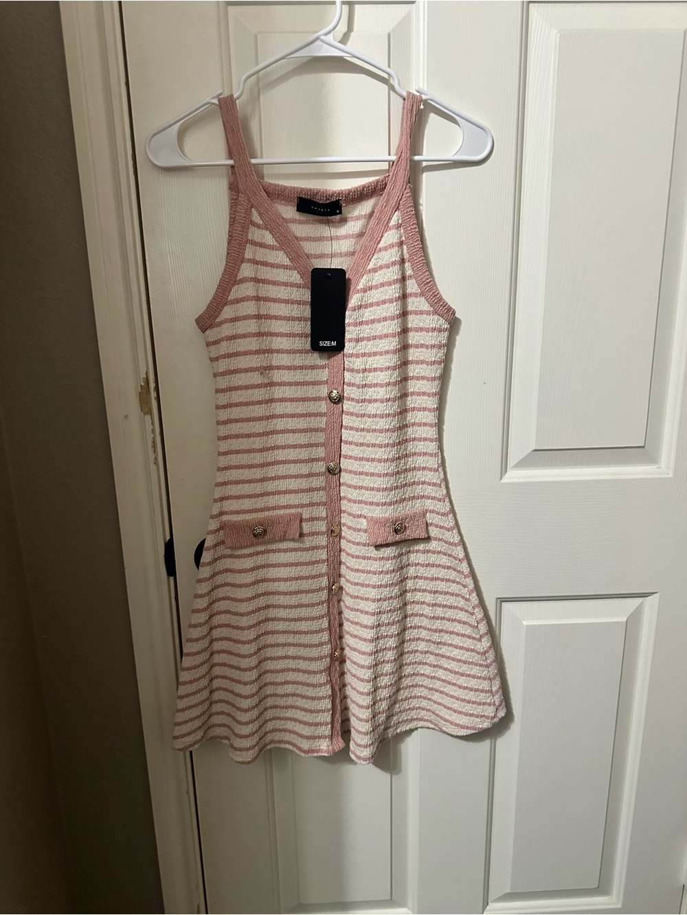 Girls Pink & White Striped Tank Dress